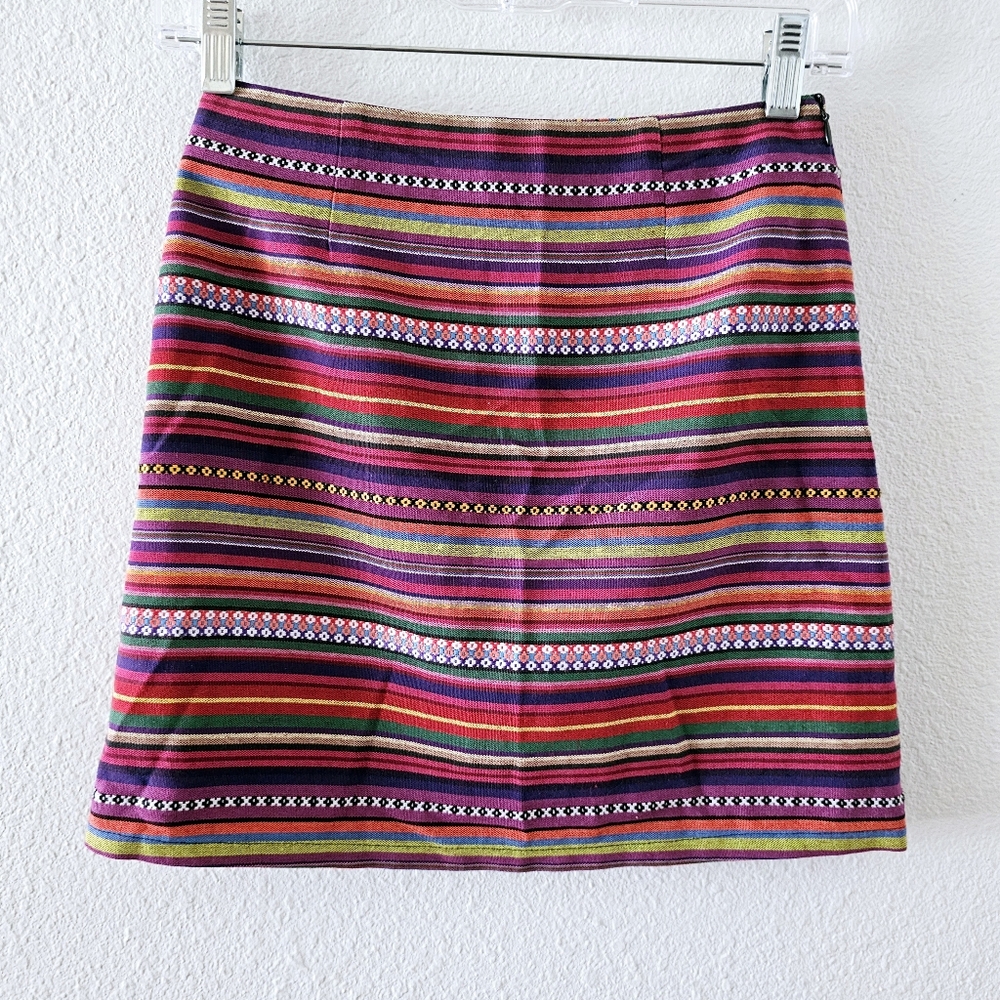 Shrinking Violet Santa Fe stripe skirt size XS mini multicolored aztec NWT